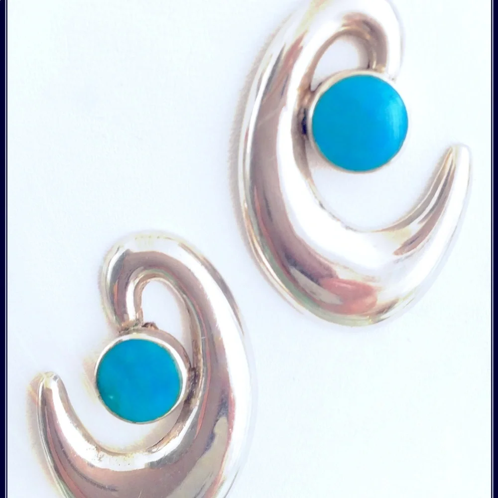 Turquoise and Sterling Earrings - Picture 5 of 5